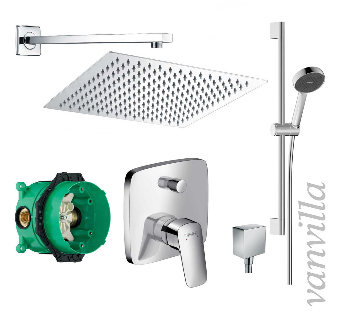 vanvilla Duschsystem mit Unterputz Duscharmatur von Hansgrohe Einhebelmischer und vanvilla Regendusc