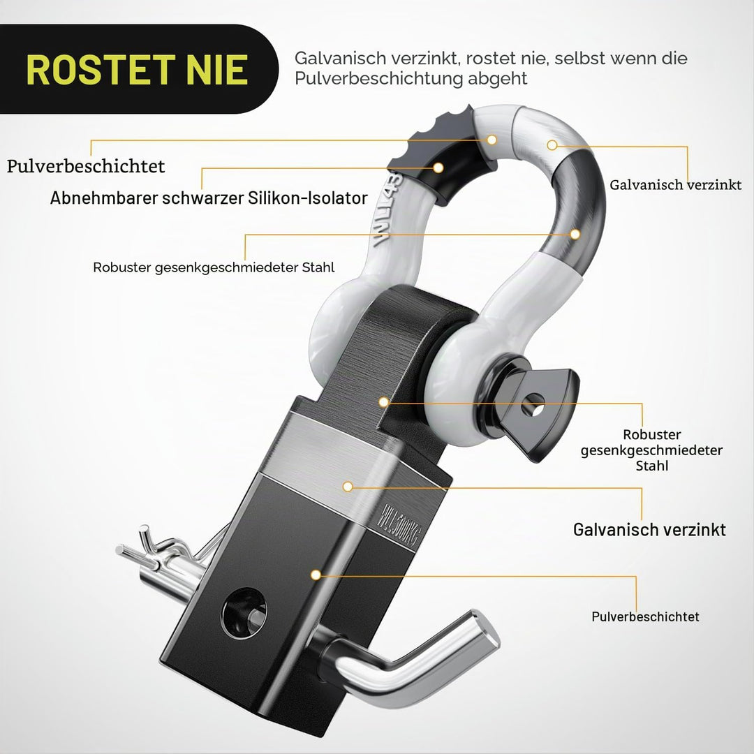 Nilight Schäkelkupplungsempfänger, 5,1 cm, 20,411 kg, Bruchfestigkeit, 1,9 cm D-Ring-Schäkel mit Anh