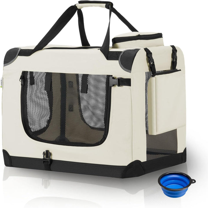 Juskys Hundetransportbox Lassie S faltbar & tragbar 34x50x36 cm mit Decke, Tasche & Griffen - Faltba