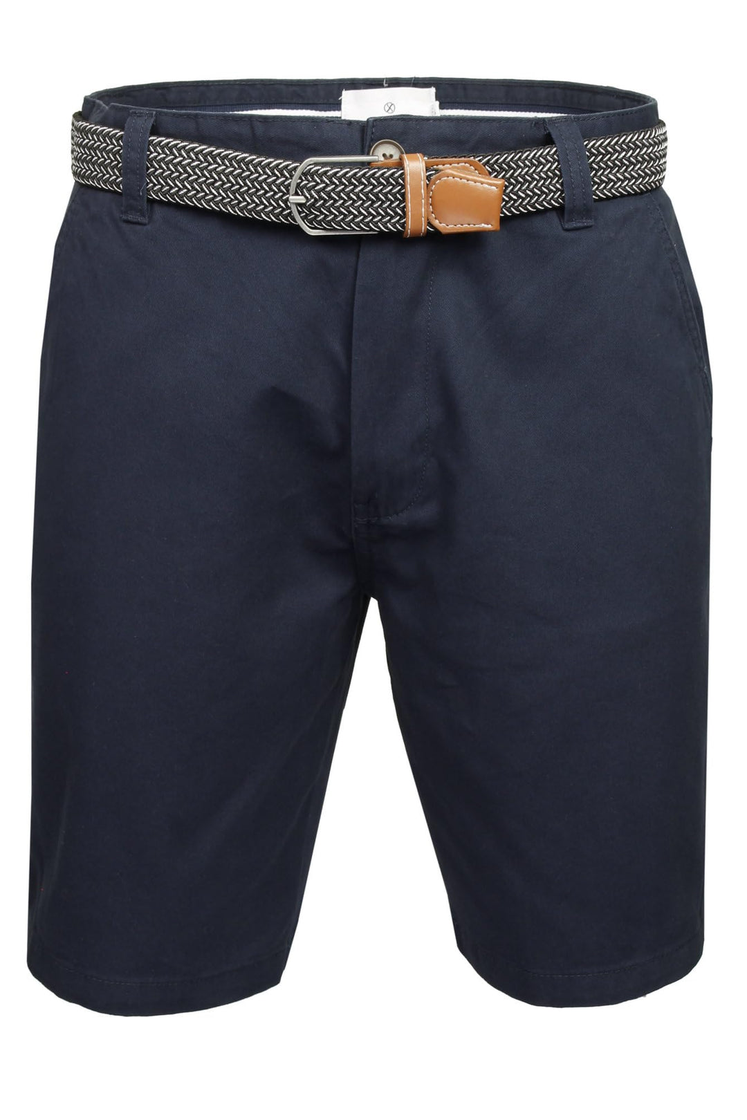 Xact Herren Premium massgeschneiderte Stretch Chino Shorts 34 Marineblau mit Gürtel, 34 Marineblau m