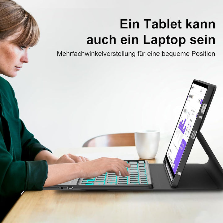 Tastatur mit Touchpad für Samsung Galaxy Tab A11 Plus/A9 Plus 11 Zoll 2025&2023, Hülle mit QWERTZ De