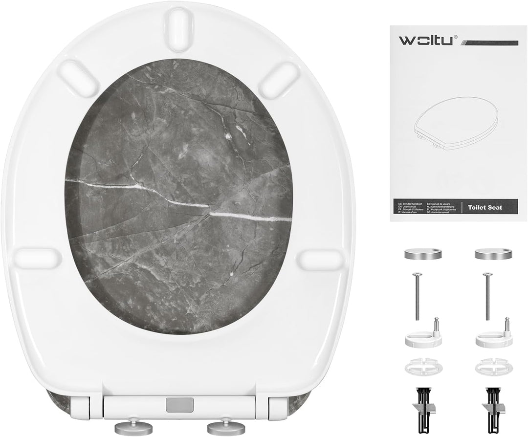 WOLTU Toilettendeckel mit Absenkautomatik, WC Sitz aus Duroplast, O-Form Quick-Release zur einfachen