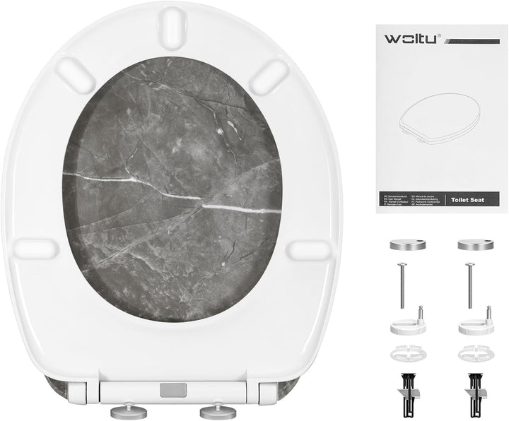 WOLTU Toilettendeckel mit Absenkautomatik, WC Sitz aus Duroplast, O-Form Quick-Release zur einfachen
