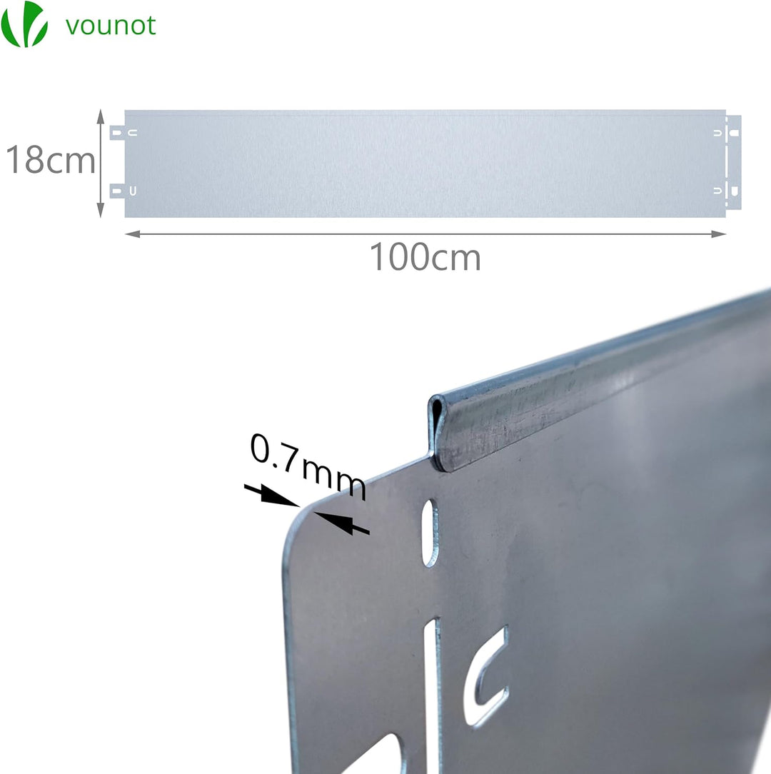 VOUNOT Rasenkante verzinkt Metall 10m, verzinkt Beeteinfassung Beetumrandung Mähkante, Länge 100cm H