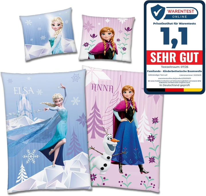 Disney Die Eiskönigin Bettwäsche Set 135x200 80x80 cm · Frozen Mädchenbettwäsche mit Anna und ELSA ·