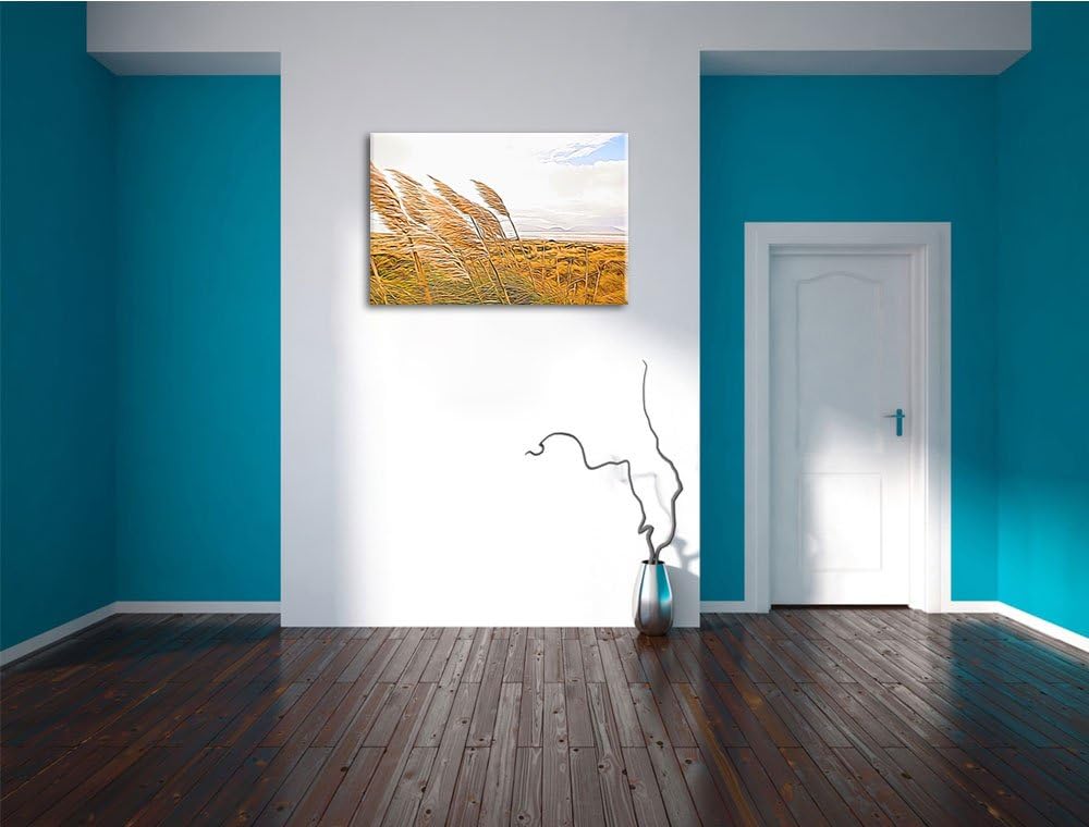 Schönes Schilf in den Dünen Deluxe Format: 100x70 cm auf Leinwand, XXL riesige Bilder fertig gerahmt