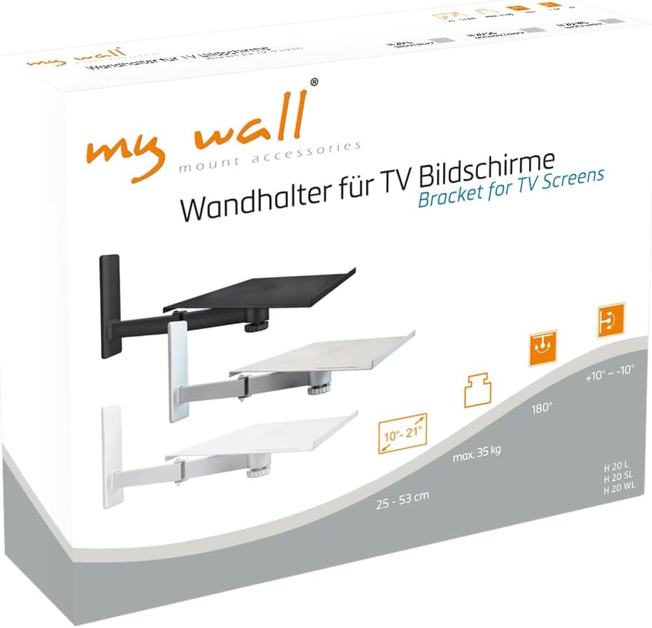 my wall H20WL Wandhalter für TV, Laptops, Notebooks und Lautsprecher, Flexibel, Schwenkarm, Notebook