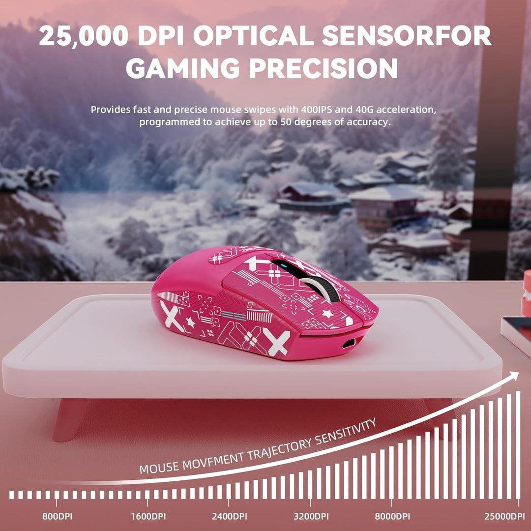 MAMBASNAKE x Attack Shark G3PRO Gaming-Maus mit Magnetischer Ladestation, BT/2.4G Wireless/Kabel, Pi