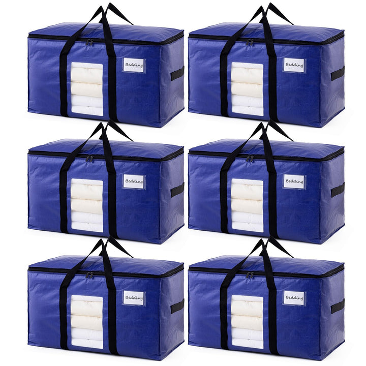 TAILI Umzugstasche mit Reissverschluss,6 PCS tiefblau Grosse Aufbewahrungstasche mit Griffe & Deckel
