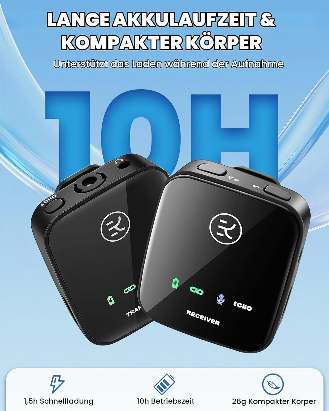 lavalier mikrofon Wireless mit Aufbewahrungsbox, kabelloses Mikrofon für iPhone/Typ-C/Kamera/Laptop,