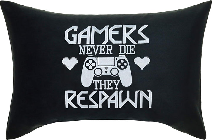 Zocker Sessel Kissen mit lustigem Spruch 40x60cm "Gamers never die - they respawn" lustiges Geburtst