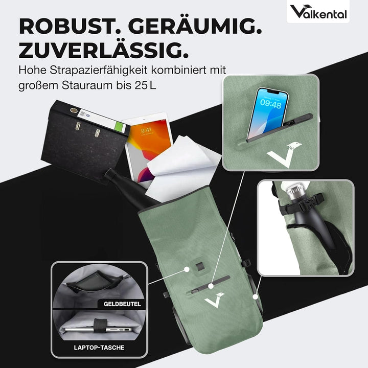 Valkental® - 3in1 Fahrradtasche Pro - Das Original - Hochwertiges Nylon - 23L Volumen - Geeignet als