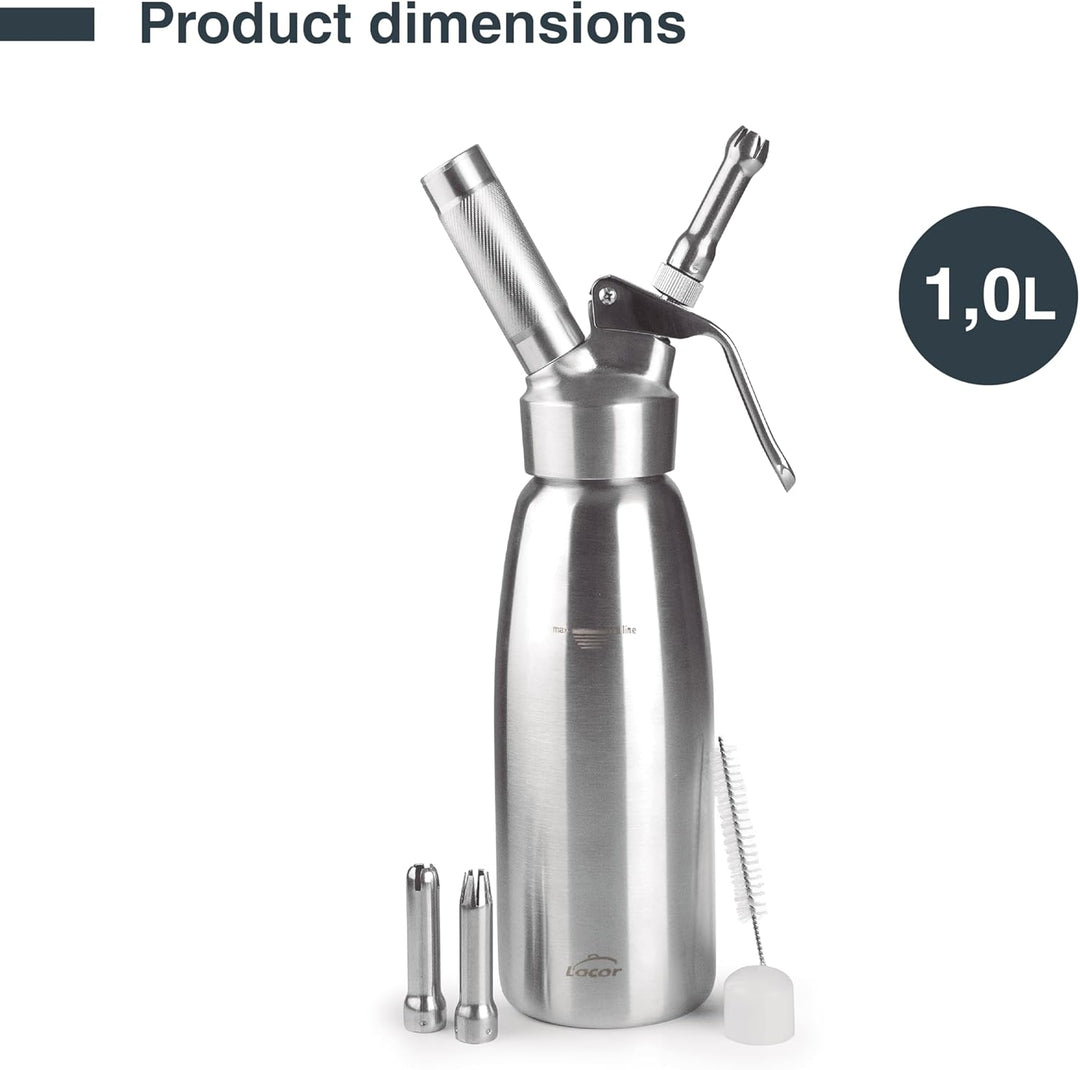 Lacor - 68301 - Siphon, Epikureischer Siphon, Robust & Langlebig, Edelstahl 18/10, Heiss- und Kaltsc