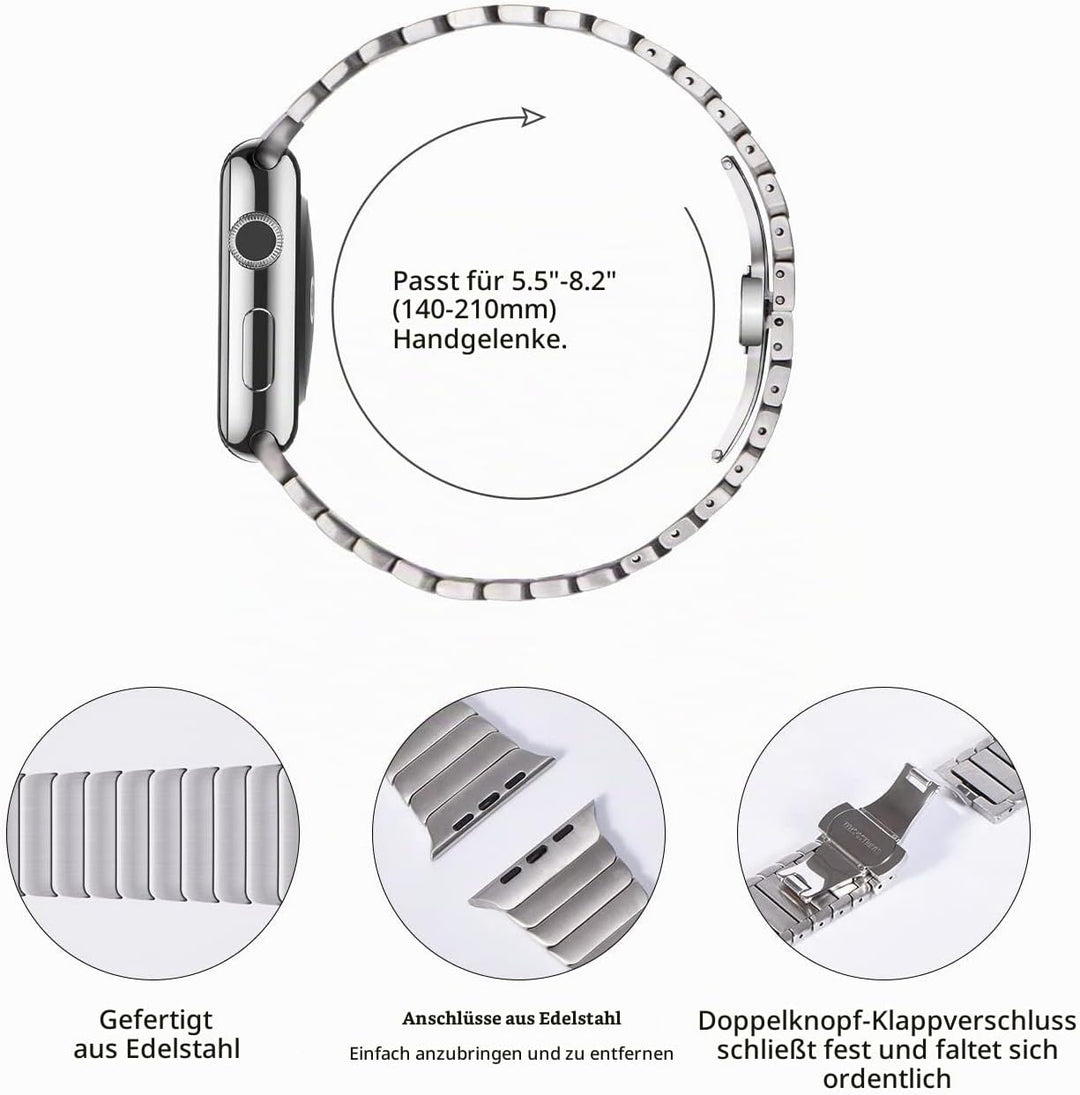 NewWays 38mm 40mm 41mm Kompatibel mit Apple Watch Armband,Edelstahl Gliederarmband Ersatzarmbänder G