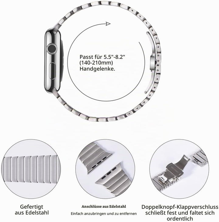 NewWays 38mm 40mm 41mm Kompatibel mit Apple Watch Armband,Edelstahl Gliederarmband Ersatzarmbänder G