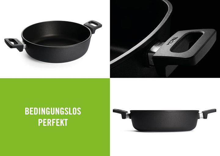 Woll Nowo Titanium Kasserolle, Ø 28 cm, 8 cm hoch, 4.5 Liter, mit 2 Seitengriffen - Geeignet für Cer