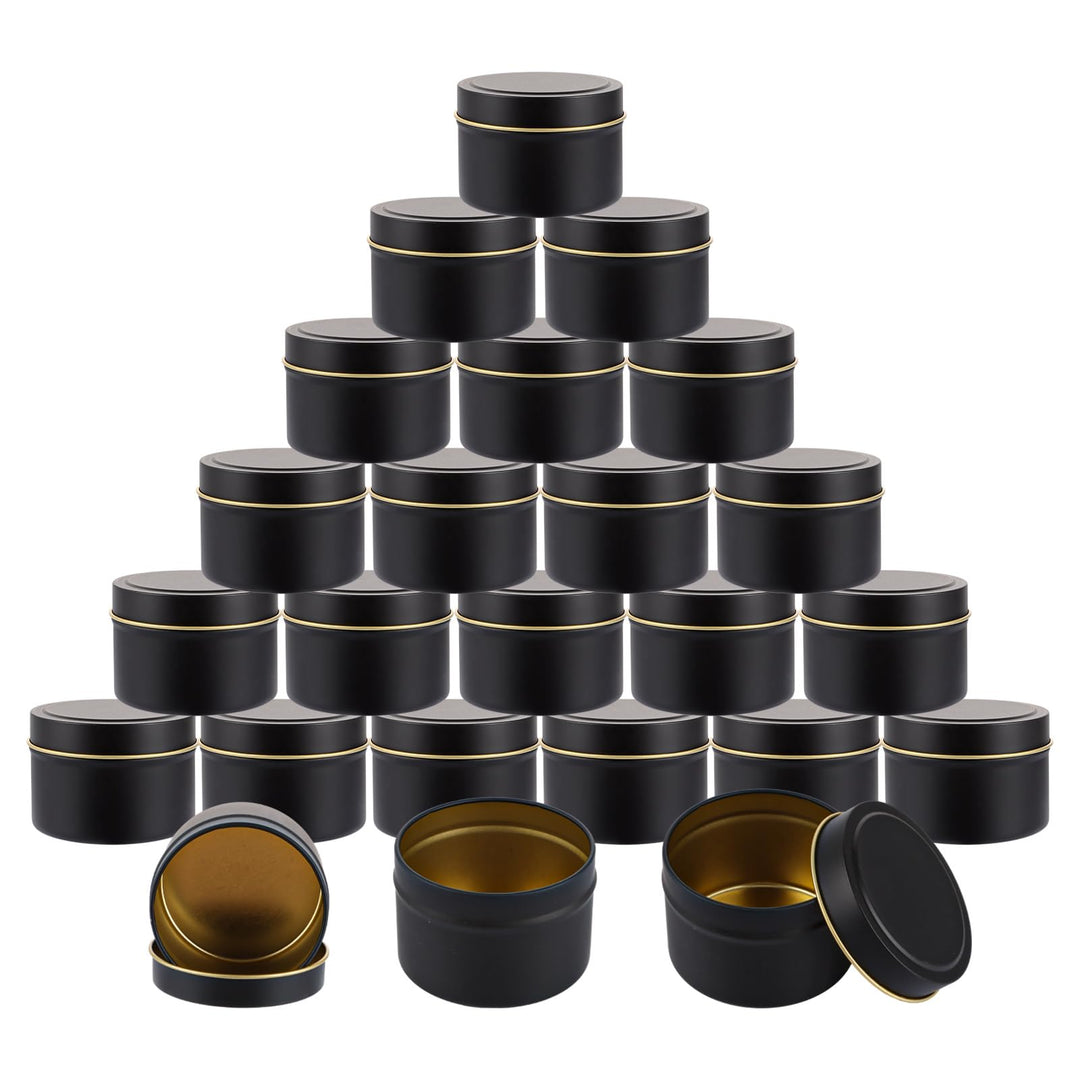 24 Stück Kerzendosen, 120ml Kerzenbehälter Schwarz Leere Kerzendosen aus Metall, Wiederverwendbare R