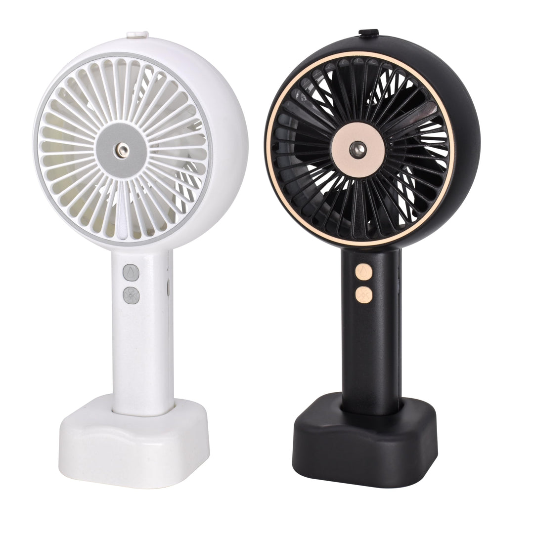 Fresh Breeze Tragbarer Ventilator, wiederaufladbar, mit Zerstäuber, Weiss oder Schwarz, Einheitsgrös
