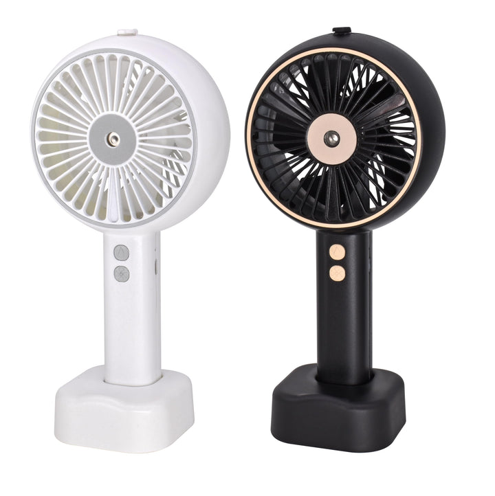 Fresh Breeze Tragbarer Ventilator, wiederaufladbar, mit Zerstäuber, Weiss oder Schwarz, Einheitsgrös