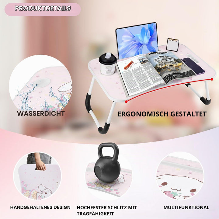 Laptop-Tisch Cartoon-Bilder,Tragbar Laptop Betttablett Tisch mit klappbaren Beinen &amp; Getränkeschlitz