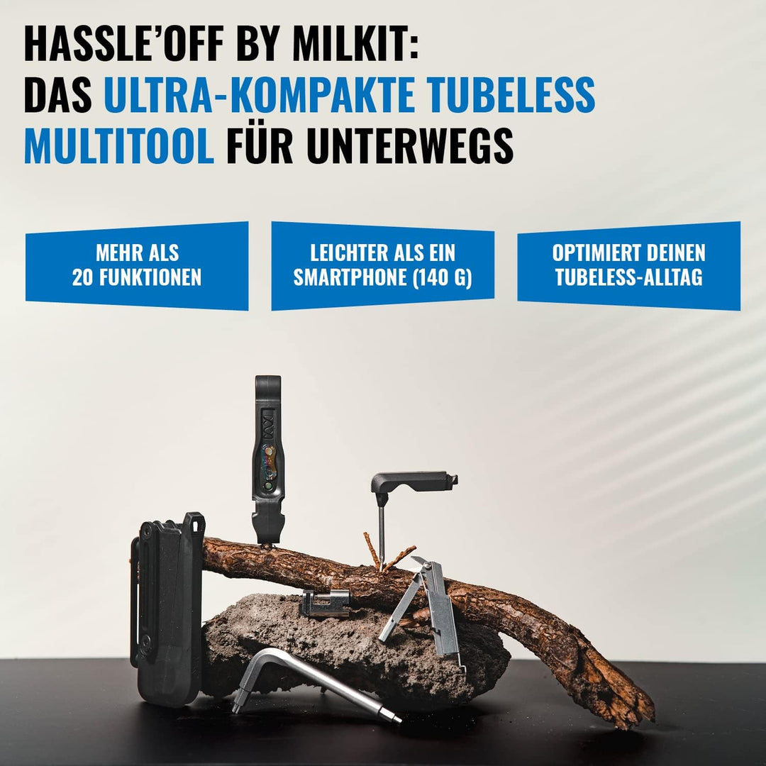 milKit Hassle'off Fahrrad Multitool Werkzeug ideal für Tubeless - mehr als 20 Funktionen - Fahrradwe
