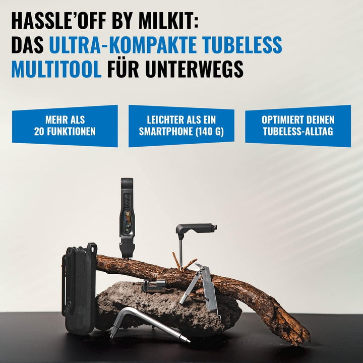 milKit Hassle'off Fahrrad Multitool Werkzeug ideal für Tubeless - mehr als 20 Funktionen - Fahrradwe