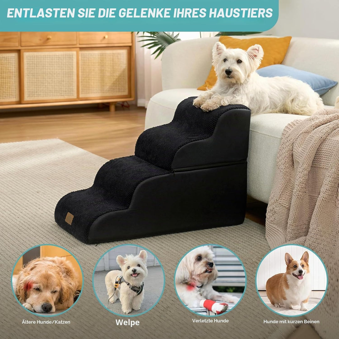 Breiter Hundetreppe für Kleine Hunde 50 cm, Hunderampe für Sofa, Hundetreppe Bett,Katzentreppe für A