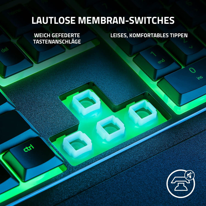 Razer Ornata V3 X - Flache Membran-Tastatur mit Chroma RGB (Lautlose Membran-Switches, Ergonomische