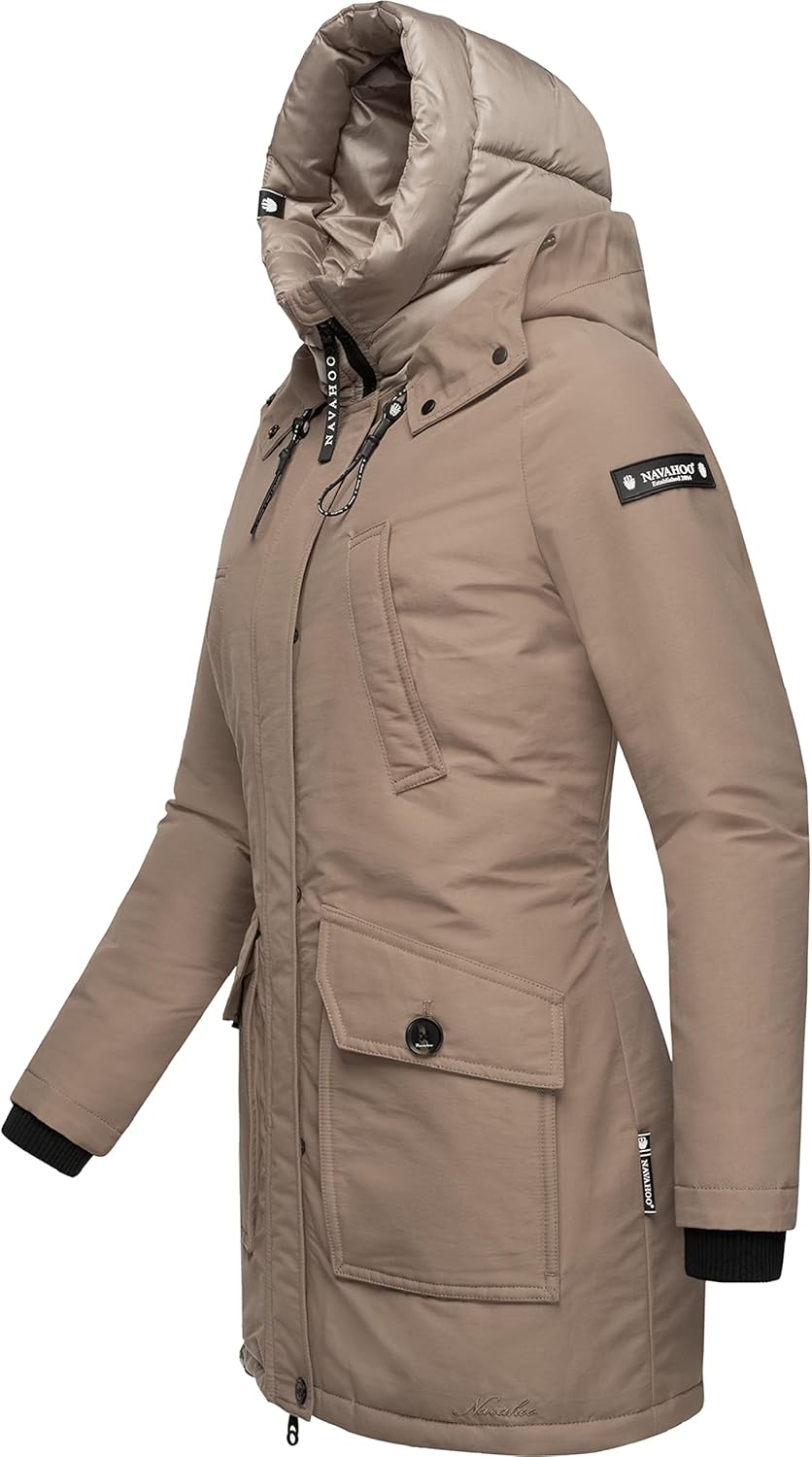 Navahoo Damen Warmer Winter Kurzmantel Blizzardstorm XS-3XL XS Taupe Grey, XS Taupe Grey