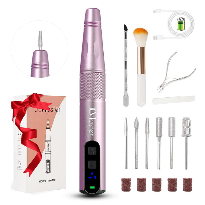 JCMaster Nagelfräser 11 in 1 für Gelnägel Acrylnägel, Kabellose Tragbare Nagelfeile für Anfänger und