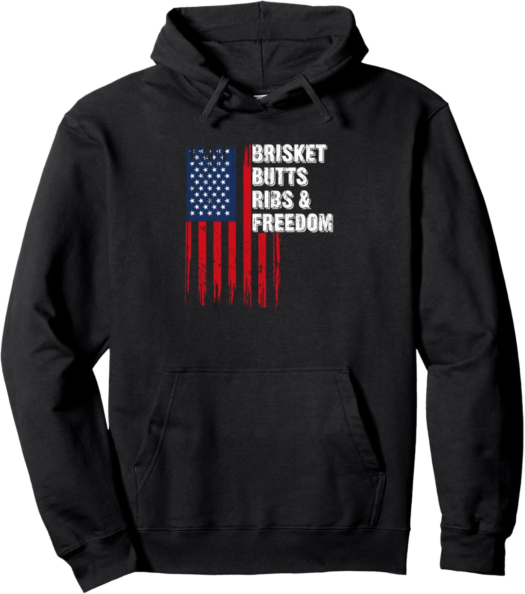 Brisket Butts Ribs and Freedom Grillmeister Wurst Bratwurst Pullover Hoodie
