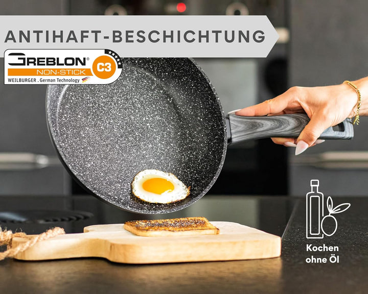 DIVORY Pfanne beschichtete bratpfanne mittel 24cm induktion beschichtet 24 cm Aluminium induktionspf
