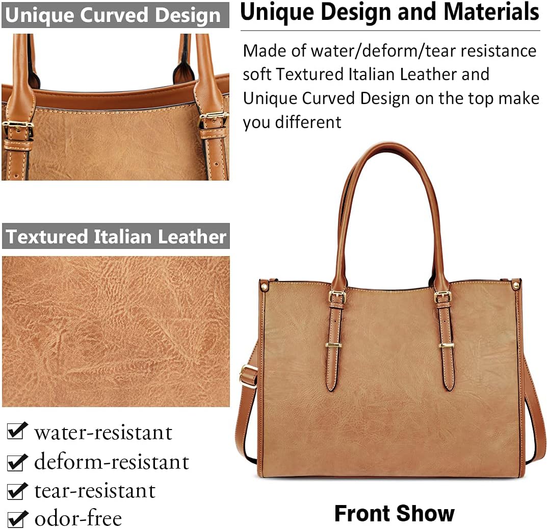 NUBILY Handtasche Damen Shopper Damen Gross Umhängetasche Laptoptasche 15.6 Zoll PU Leder Aktentasch
