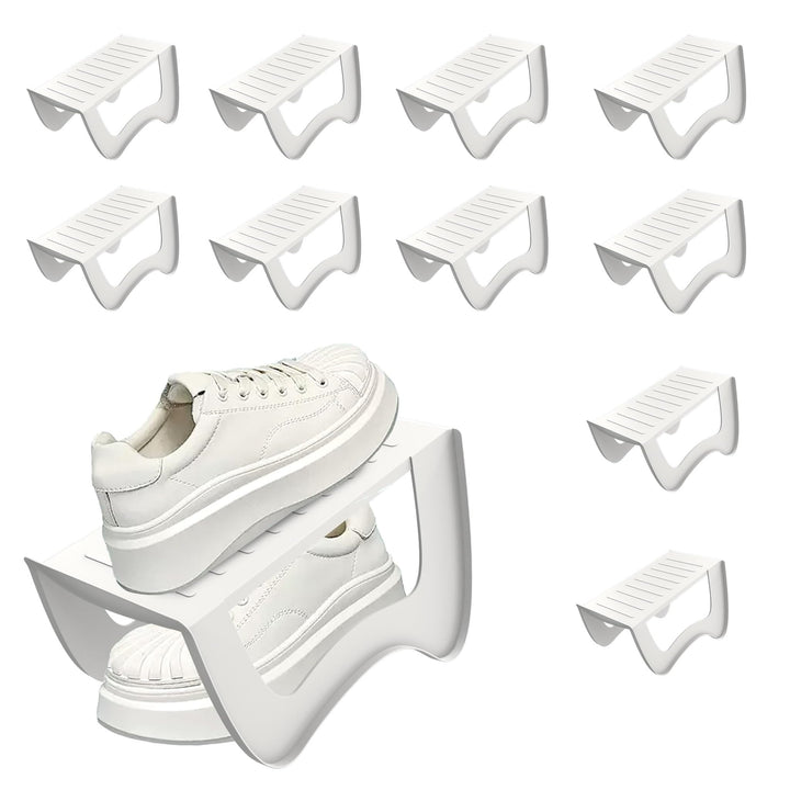 UISEBRT Doppelschicht Schuhstapler,PP Anti-rutsch Schuh Organizer Stapelbar,Schuhhalter platzsparend