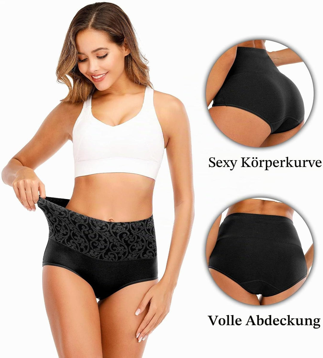 Senllori Damen Unterwäsche, hohe Taille, Baumwolle, Bauchkontrolle, weiche volle Abdeckung Multipack