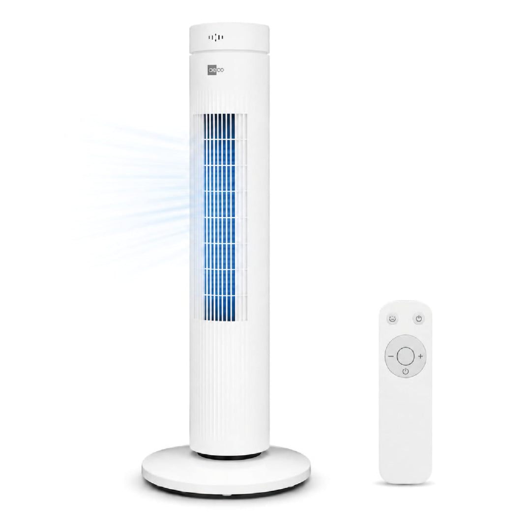 aeco AirX SPIN Turmventilator mit Fernbedienung 3 Geschwindigstufen 7H Timer 35w mobiler Lüfter Oszi