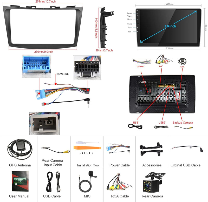 Android 10 Autoradio 2 Din mit GPS Navi für Suzuki Ertiga 2012-2017 Suzuki Swift 2011-2017 9 Zoll Au