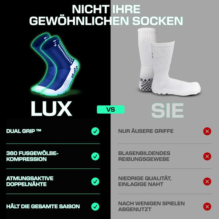 LUX Sports DualGrip Fussballsocken - Sportsocken mit Gumminoppen - Grip & Zehenverstärkung - Grip So
