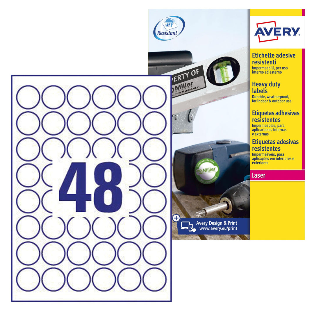 AVERY Zweckform Italien L6 Etiketten aus Polyester Diametro 30 mm weiss, Diametro 30 mm