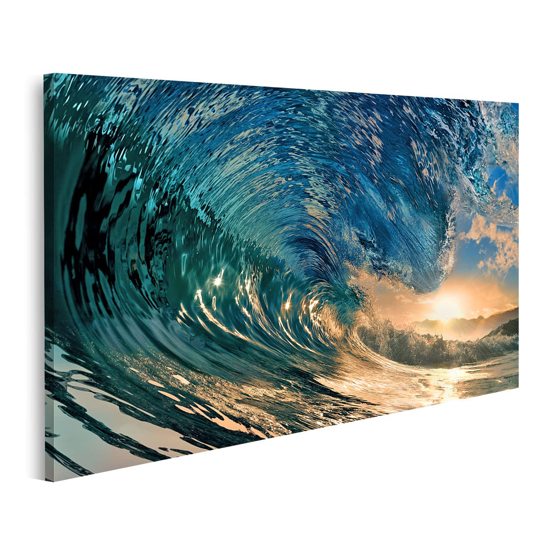 islandburner Bild auf Leinwand Sonnenuntergang Strand Ozean Welle Bilder Wandbilder Poster Leinwand