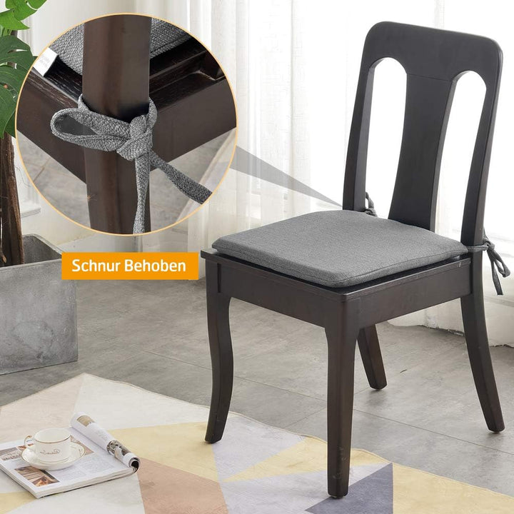 BALCONY & FALCON Trapezförmige Sitzkissen mit Bindebänder in Hellgrau 2er Set: 38–42 cm grosse Sitzp