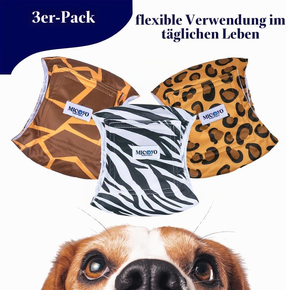 MICOOYO waschbare Bauchbänder für Rüden, wiederverwendbare Hundewindeln, saugfähig, mit verstellbare