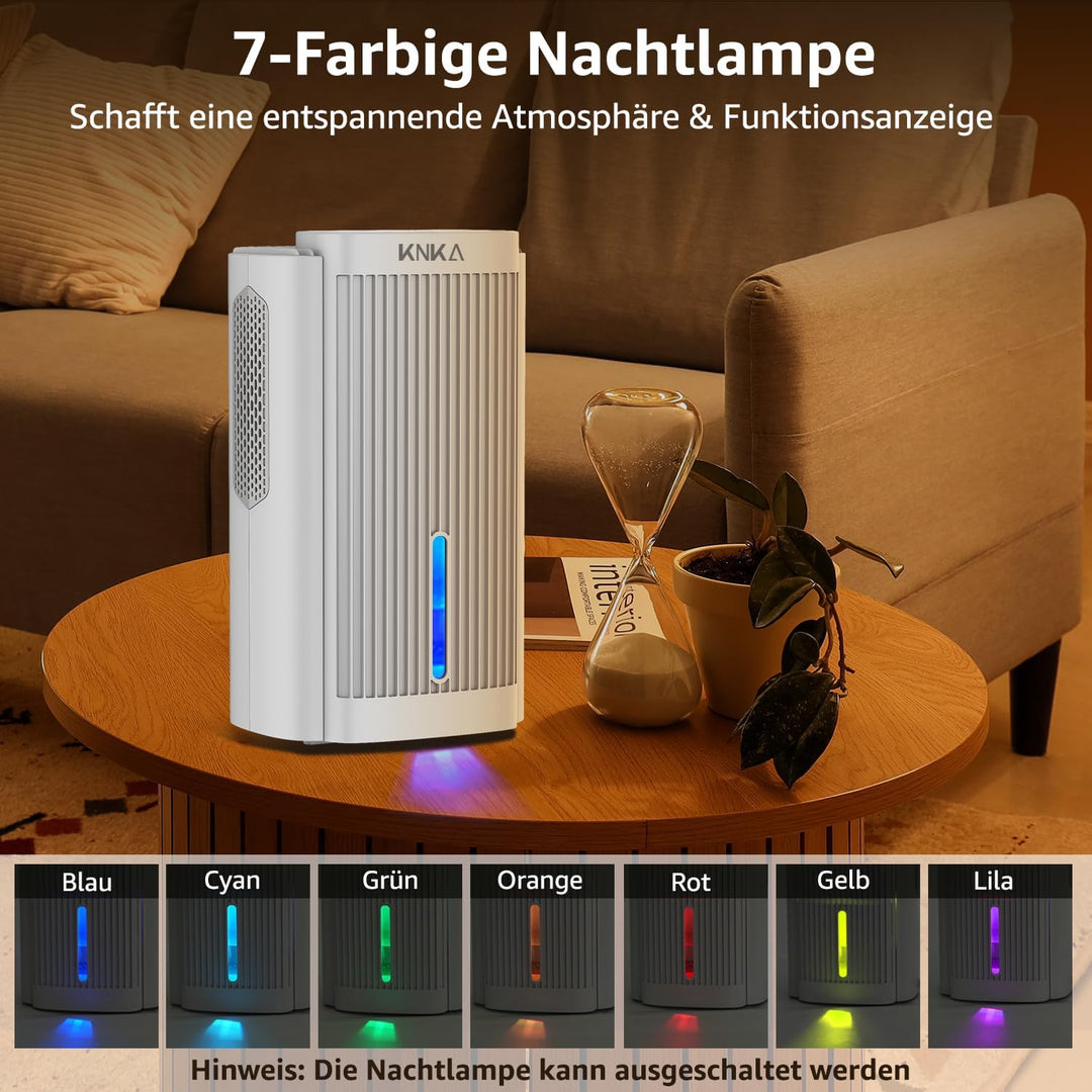 KNKA Luftentfeuchter, Luftentfeuchter Elektrisch, 1,1 l, Raumentfeuchter unter 28dB für 30m² Wohnung