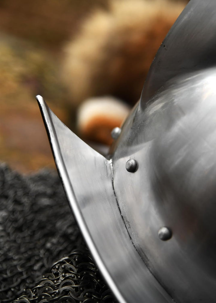 Battle-Merchant Deutscher Morion Helm, 1,6mm Stahl mit Lederinlay - Spätmittelalter - Landsknecht -