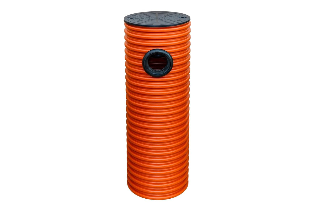 Drainagerohr Wellrohr DN400/1m KG Rohr 2x DN110 Drainageschacht Sickerschacht Deckel Hofablauf gewel