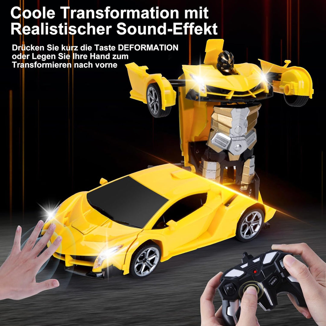 Yellcetoy Transform Spielzeug, Roboter Auto mit Handgesten Sening LED Licht Musik & Sound Effekt, Fe
