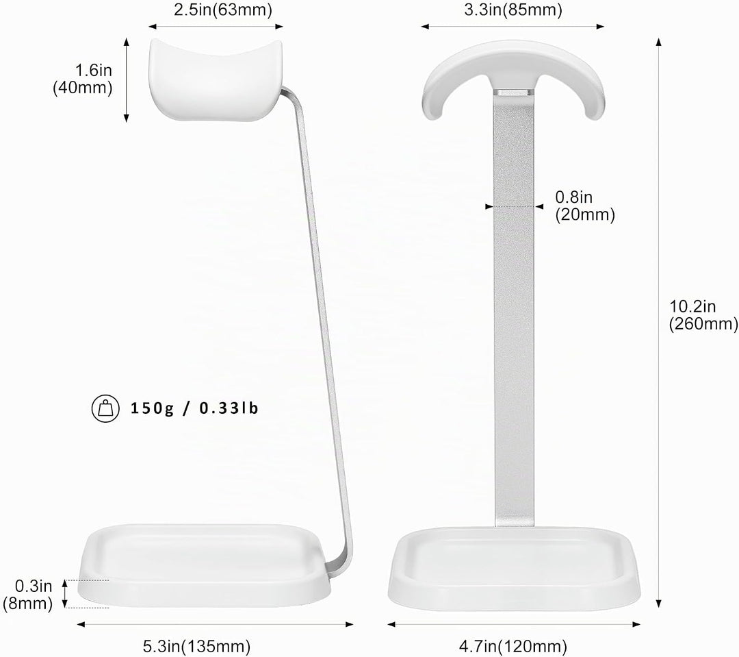 Kopfhörer Ständer, Gebogener Headset Halterung mit Ablagefach, Schwere Basis Gaming Kopfhörer Halter