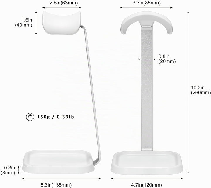 Kopfhörer Ständer, Gebogener Headset Halterung mit Ablagefach, Schwere Basis Gaming Kopfhörer Halter