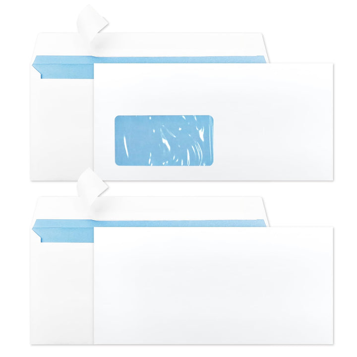 Netuno 100 Stück Briefumschläge DIN Lang Weiss 11 x 22 cm 90g (50x ohne Fenster + 50x mit Fenster li