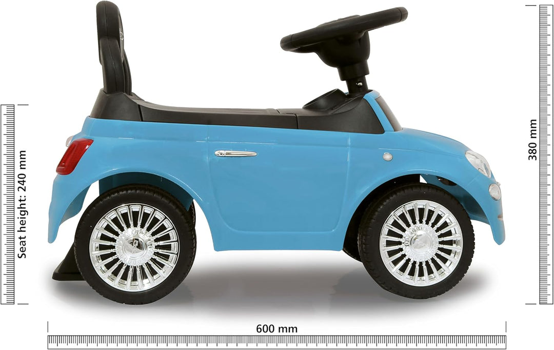 JAMARA 460327 - Rutscher FIAT 500 blau - offiziell lizenziert, Kofferraum unter der Sitzfläche, Schu